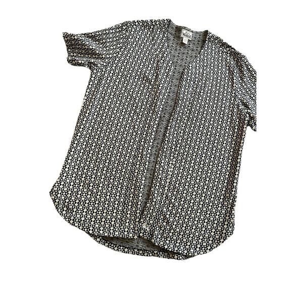 Vintage‎ Woolrich Mens Cardigan Open Size M Navy Blue And Cream Geometric - Picture 6 of 14